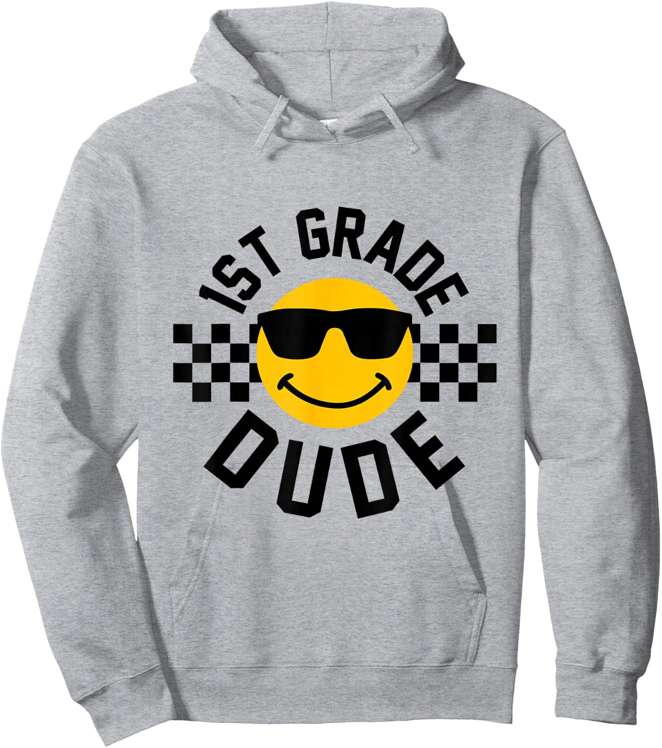 First Grade Back to School Boys Smile Face 1st Grade Dude Hoodie - Hoodie | Ash