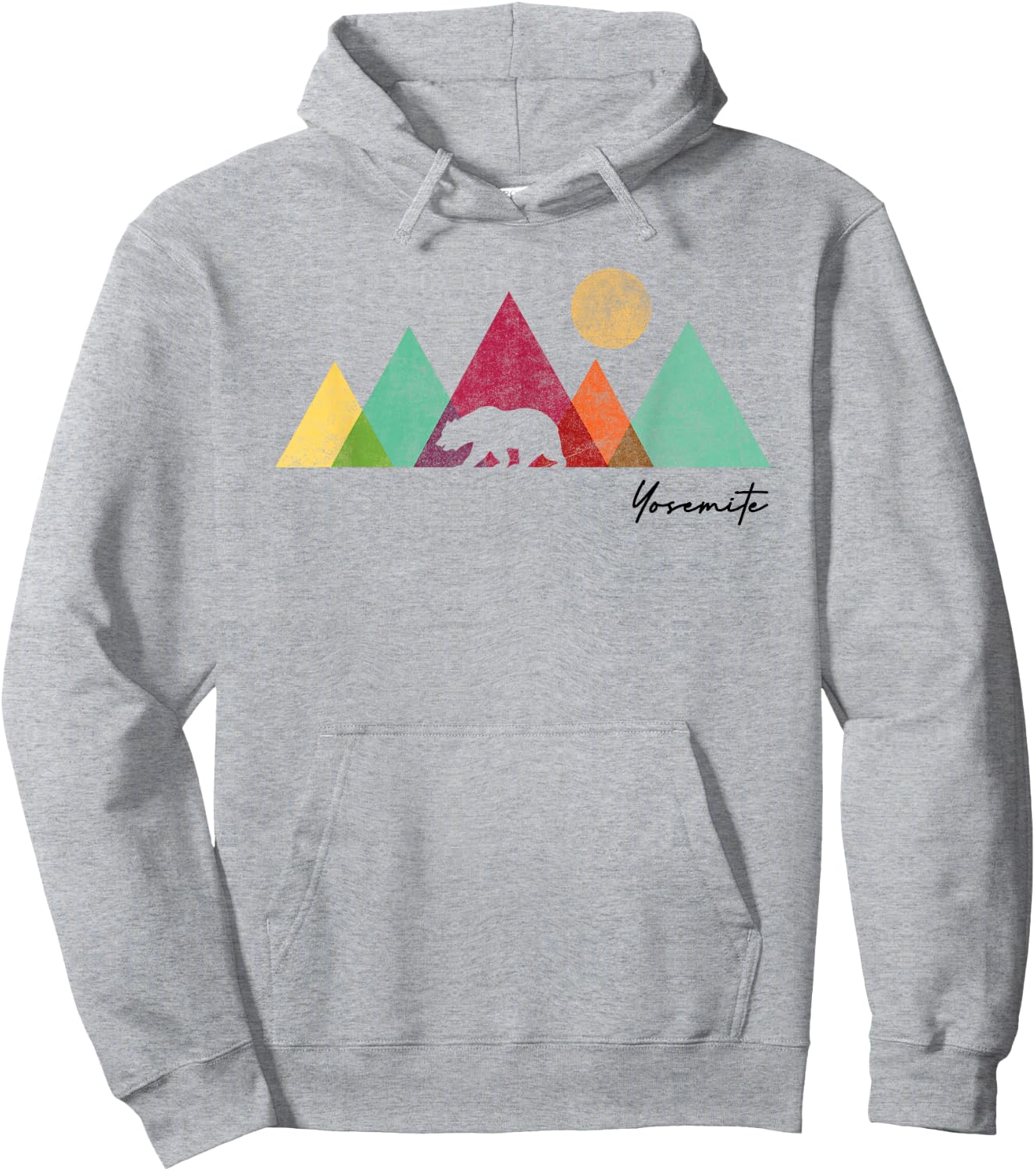 Yosemite California Colorful Bear Mountains National Park Hoodie - Hoodie | Ash