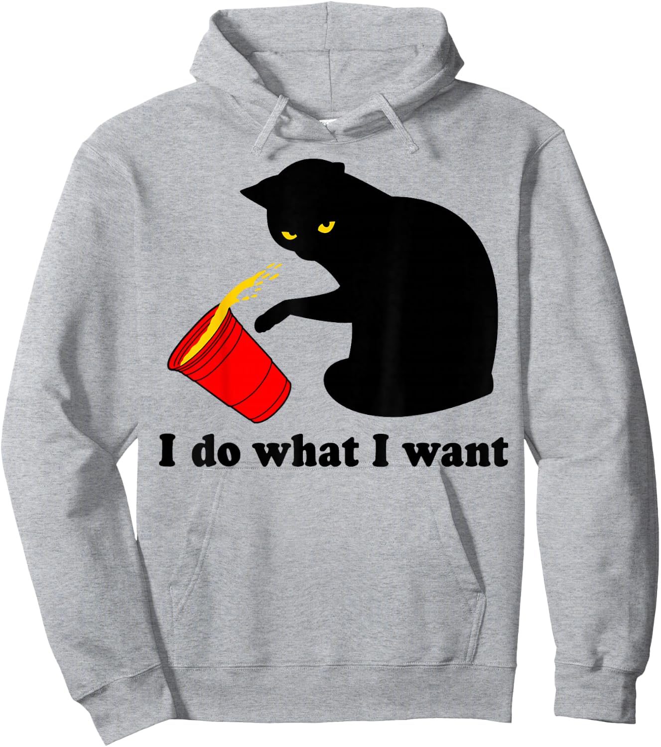 Do What I Want Black Cat Red Cup Funny Graphic XL Dark Heather Hoodie - Hoodie | Ash