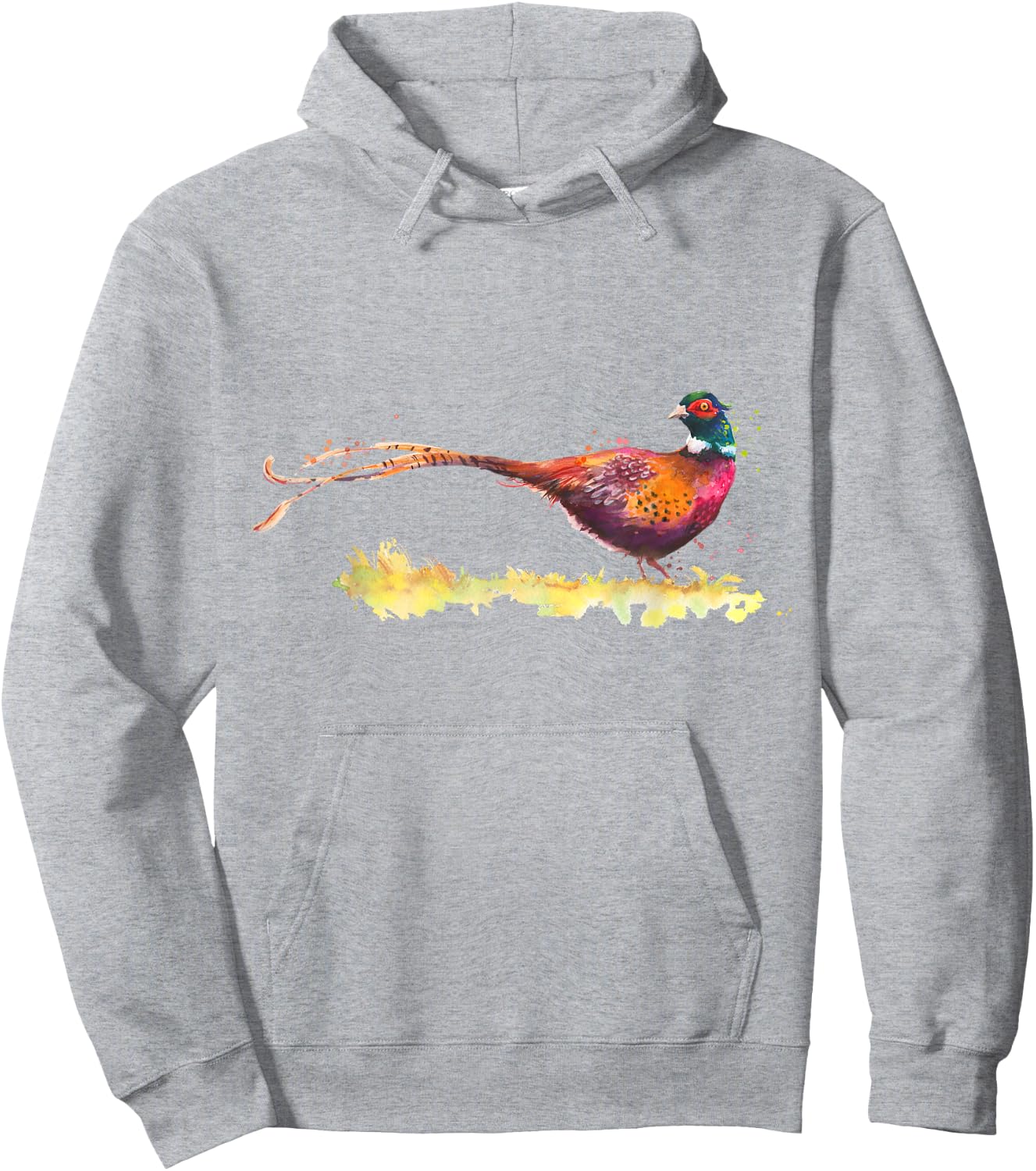 Watercolour Pheasant Drawing Bird Pheasant Watercolour Hoodie - Hoodie | Ash