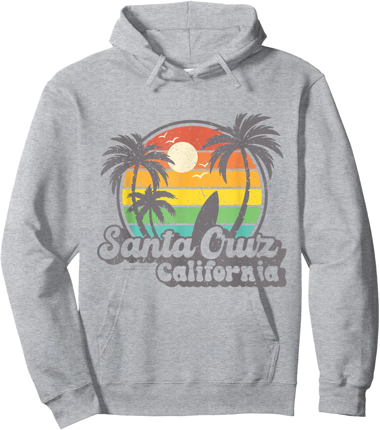 Retro Vintage Surfing & Skateboard Graphic Design Santa Cruz Hoodie - Hoodie | Ash
