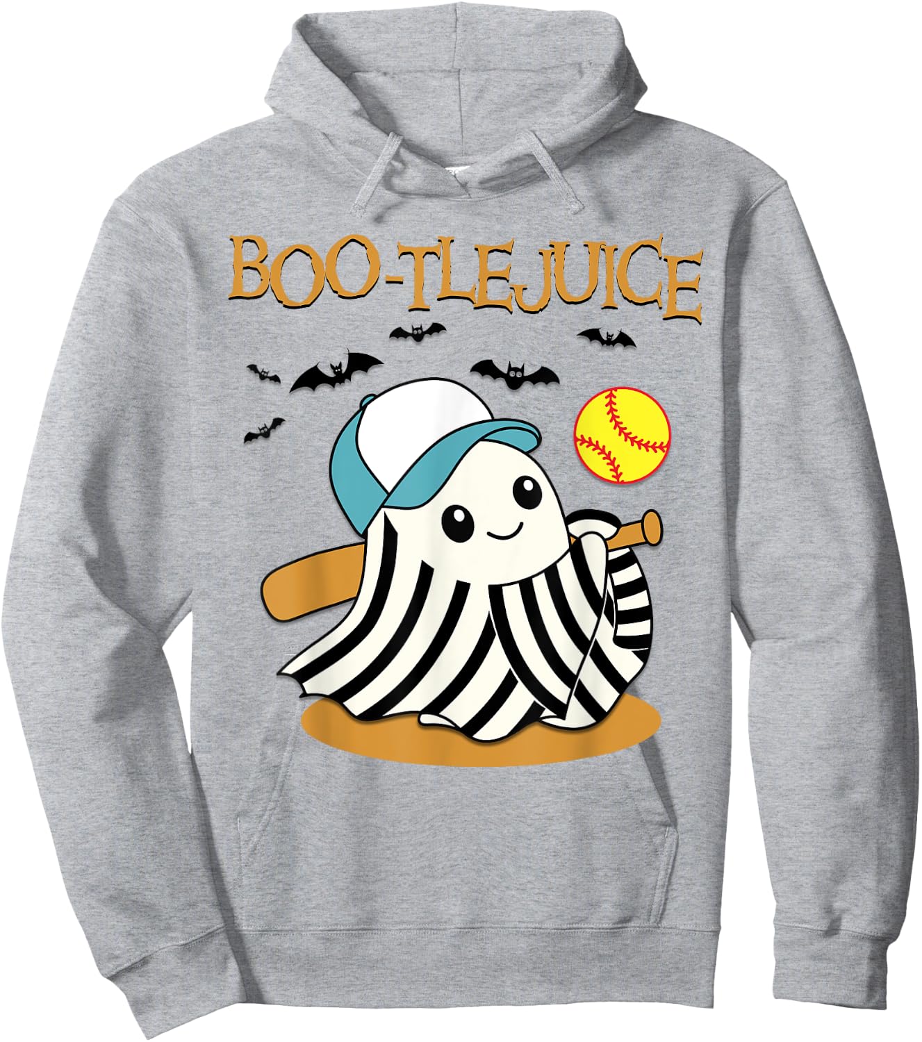 Boo-tlejuice Ghost Playing Softball Mom Girls Halloween Hoodie - Hoodie | Ash