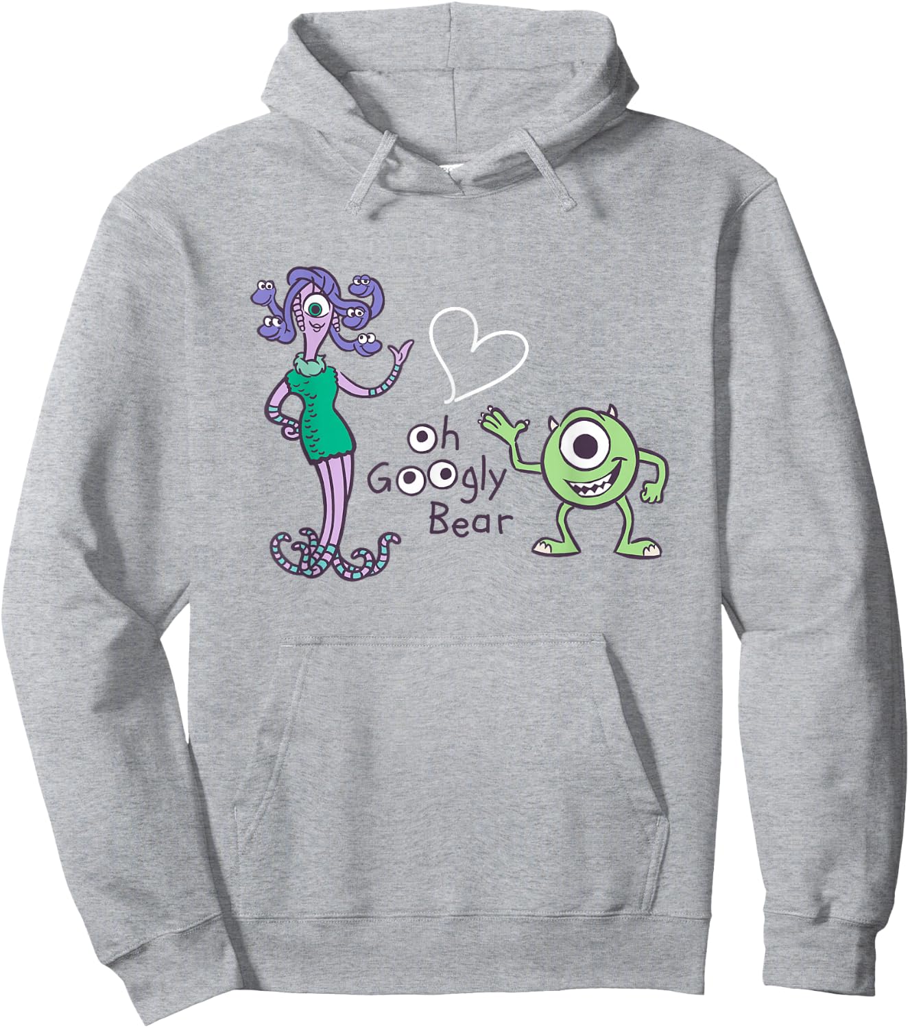 Disney Pixar Monsters Inc. Mike Celia Oh Googly Bear Logo Hoodie - Hoodie | Ash