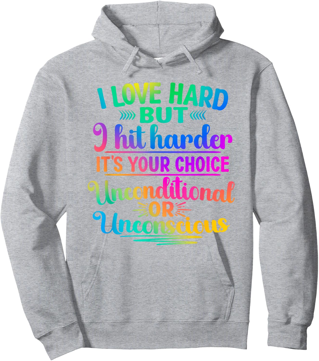 I Love Hard but I Hit Harder Hoodie - Hoodie | Ash