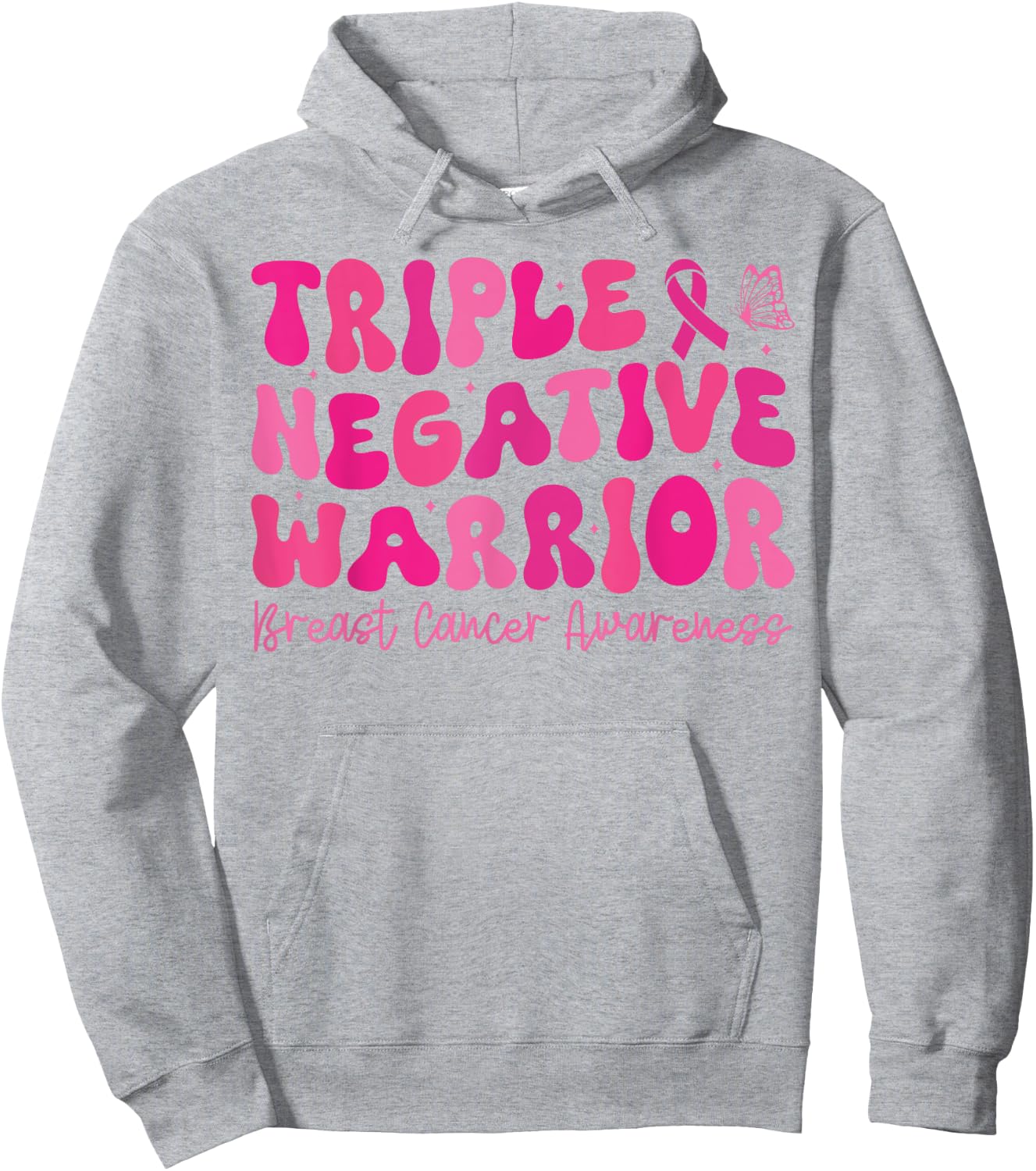 Groovy Triple Negative Warrior Breast Cancer Awareness Month Hoodie - Hoodie | Ash