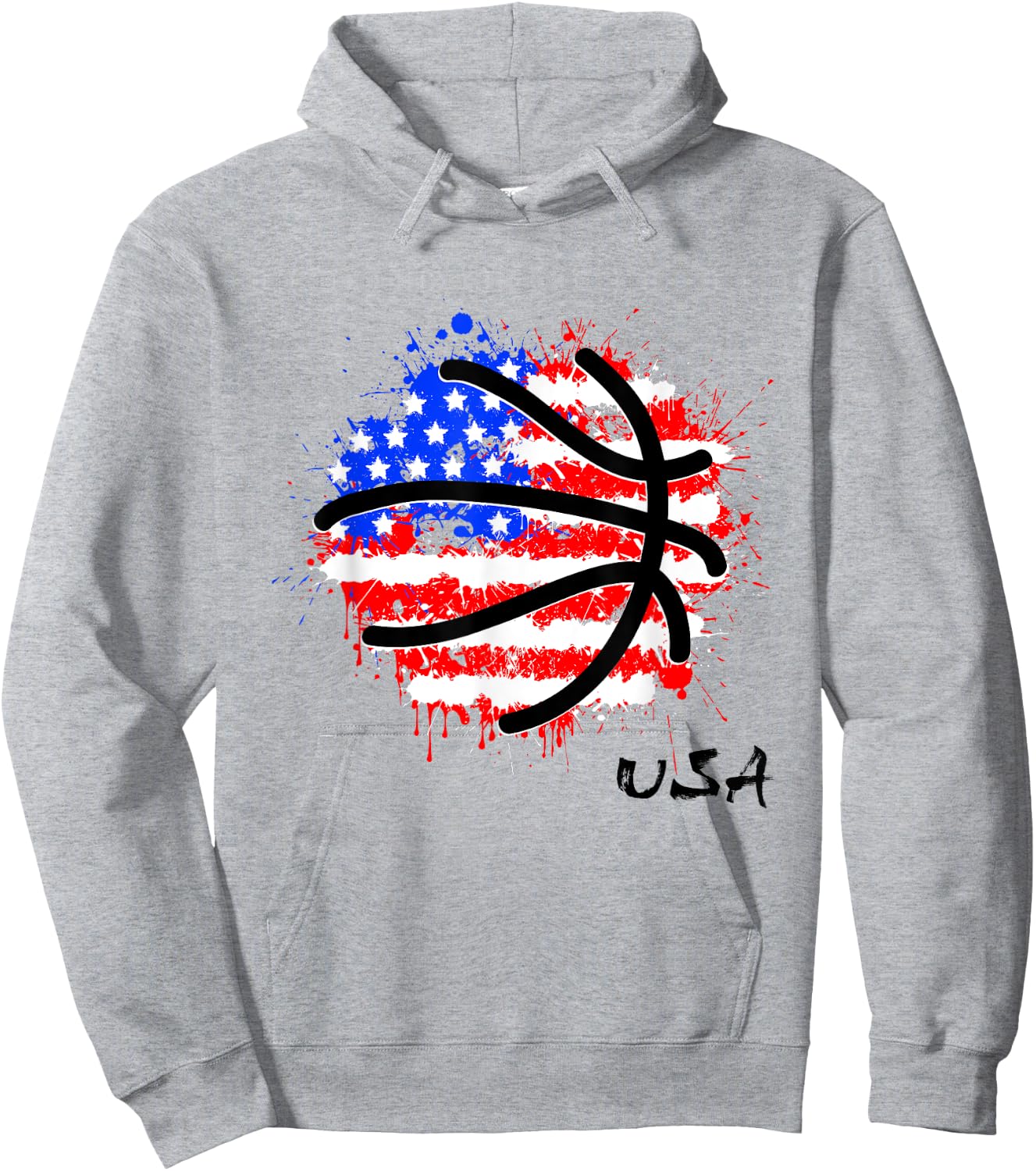 Patriotic Basketball 4th Of July Men USA American Flag Boys Hoodie - Hoodie | Ash