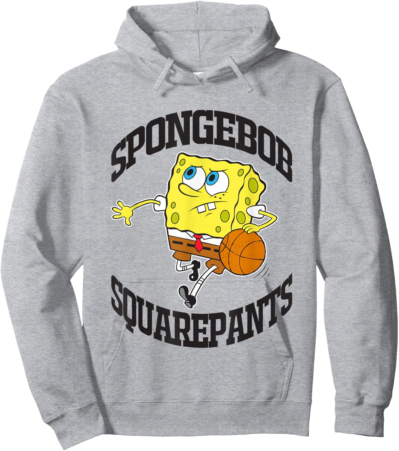 SpongeBob SquarePants Playing Basketball Black Logo Hoodie - Hoodie | Ash