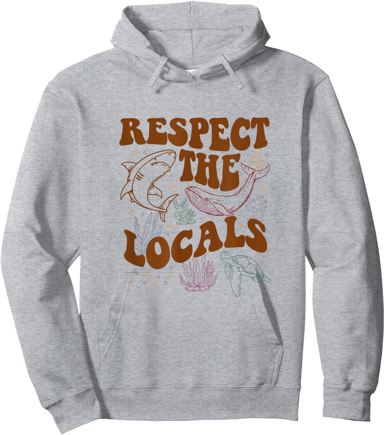 Respect The Locals Protect The Shark Save Our Oceans Retro Hoodie - Hoodie | Ash