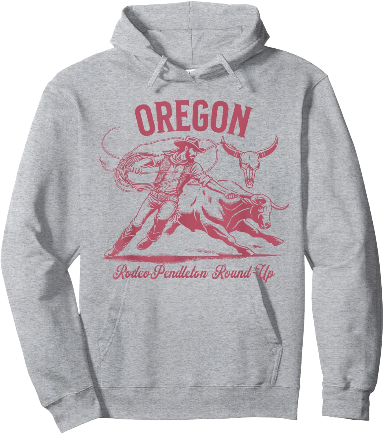 Oregon Pendleton Round-Up Cowboy Bulls and Steers Hoodie - Hoodie | Ash