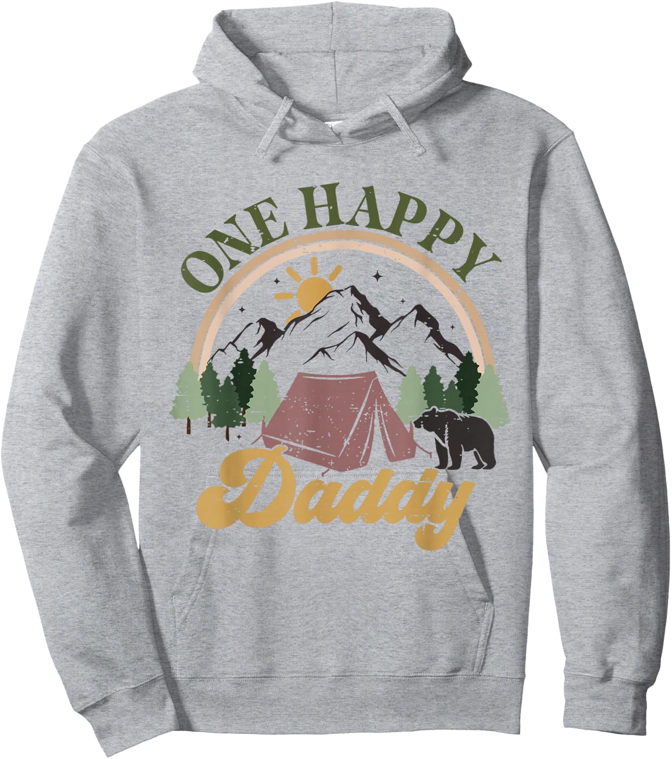 Cute One Happy Camper Birthday Decorations One Happy Daddy Hoodie - Hoodie | Ash