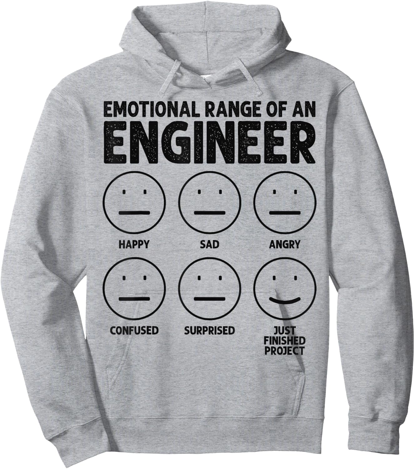 Funny Engineering Emotional Range Of An Engineer , Small, Grey Hoodie - Hoodie | Ash