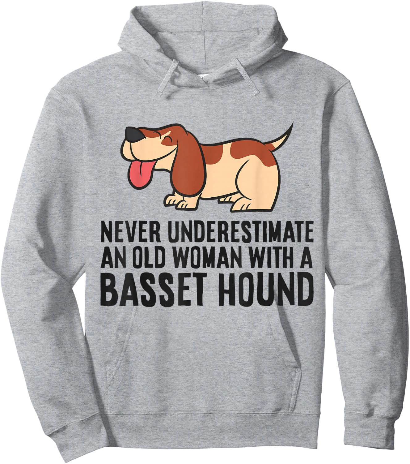Never Underestimate An Old Woman With A Basset Hound Hoodie - Hoodie | Ash