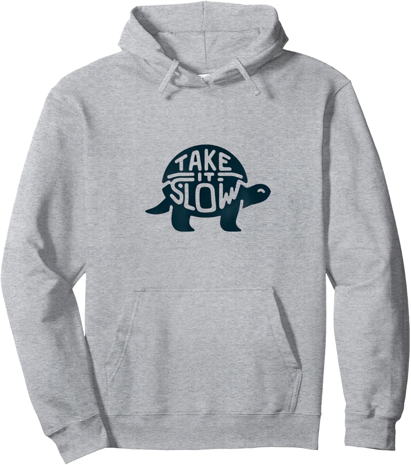 Take It Slow Funny Turtle Print Hoodie - Hoodie | Ash