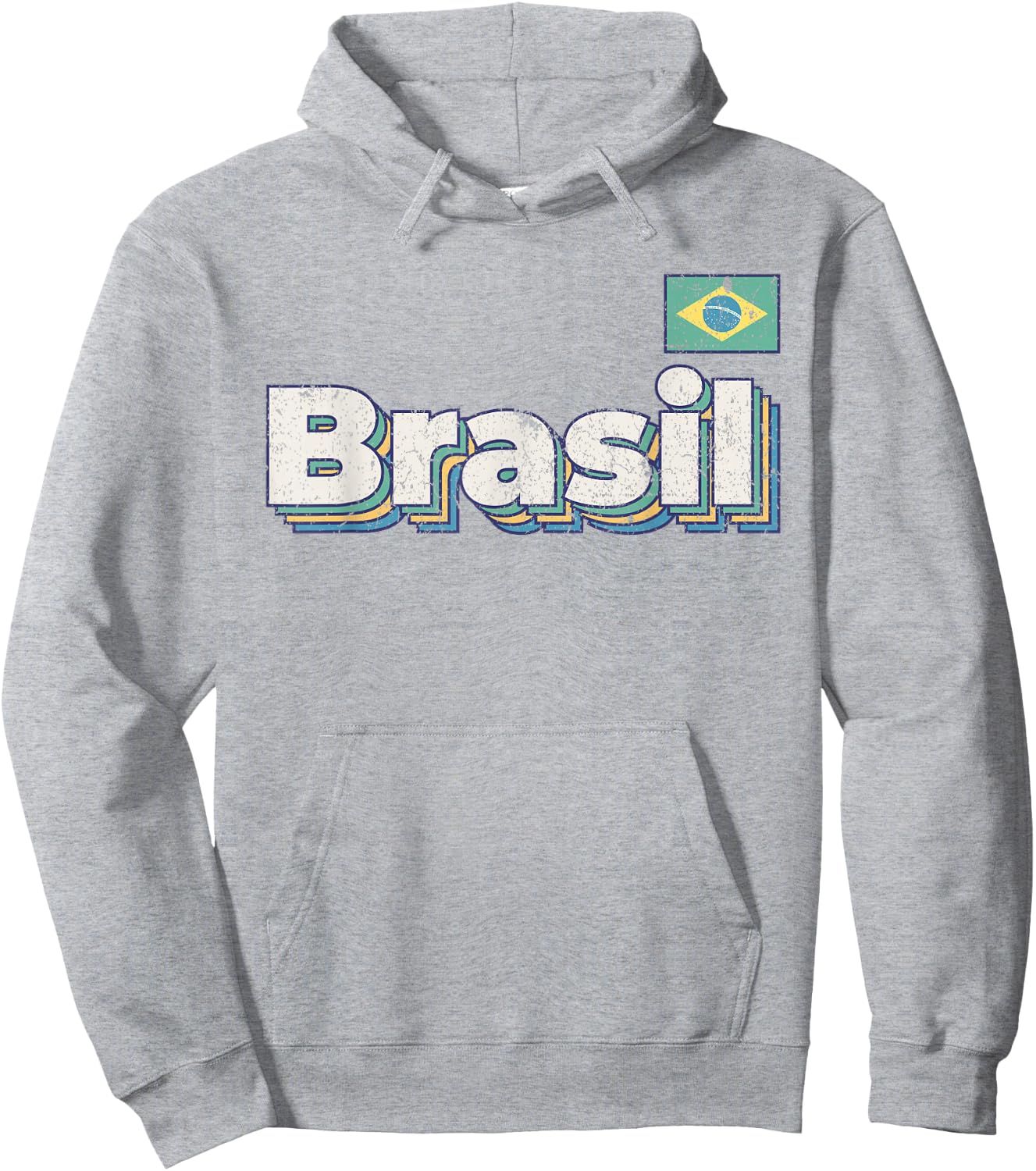 Vintage Retro Faded Brasil Flag Brazil Brazilian Pride Hoodie - Hoodie | Ash