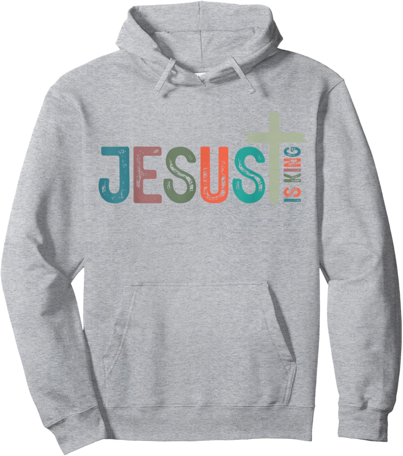 Jesus is King Christian Cross Retro God Loves You Religious Hoodie - Hoodie | Ash
