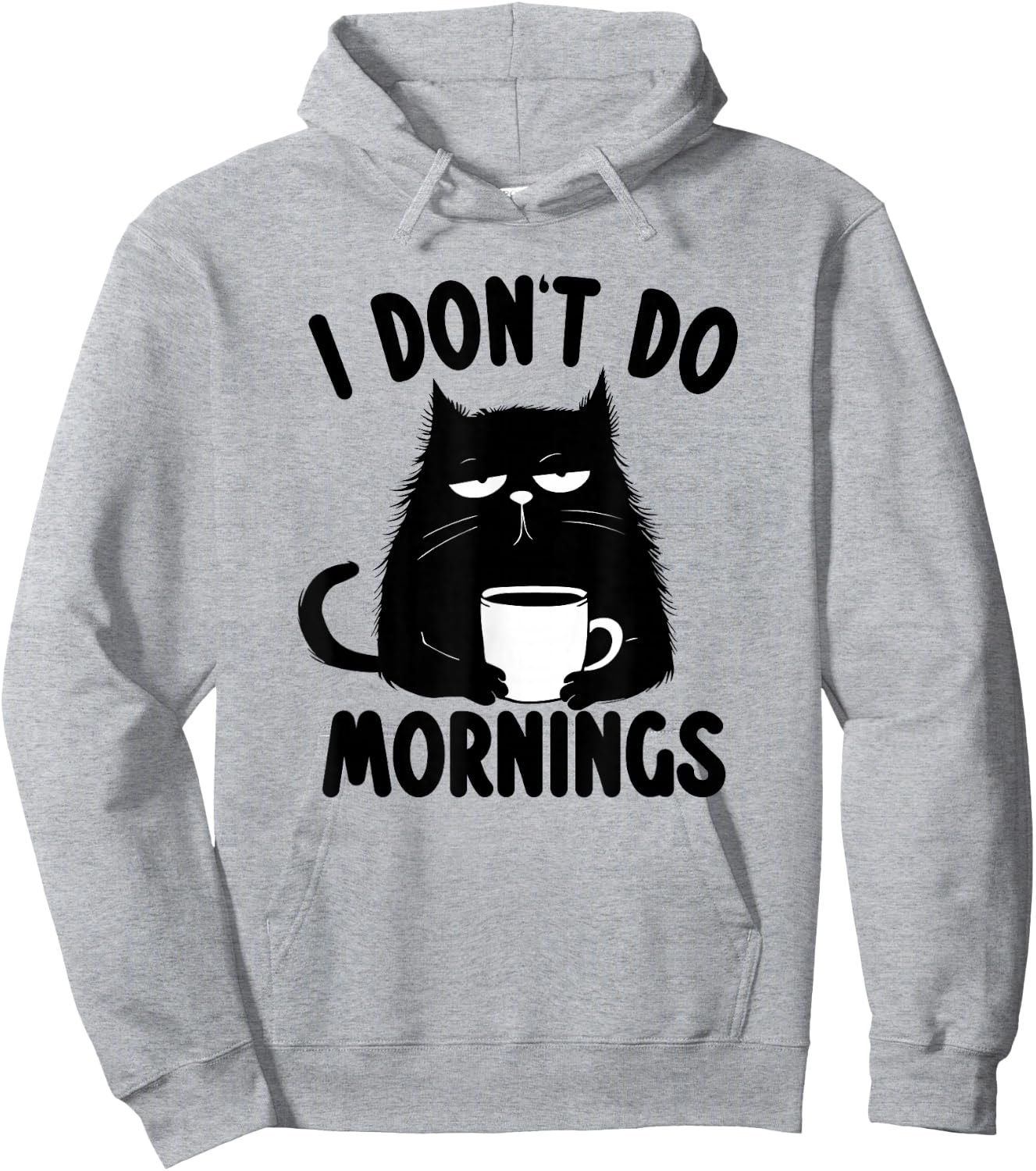 I Don't Do Mornings Cat Hoodie - Hoodie | Ash