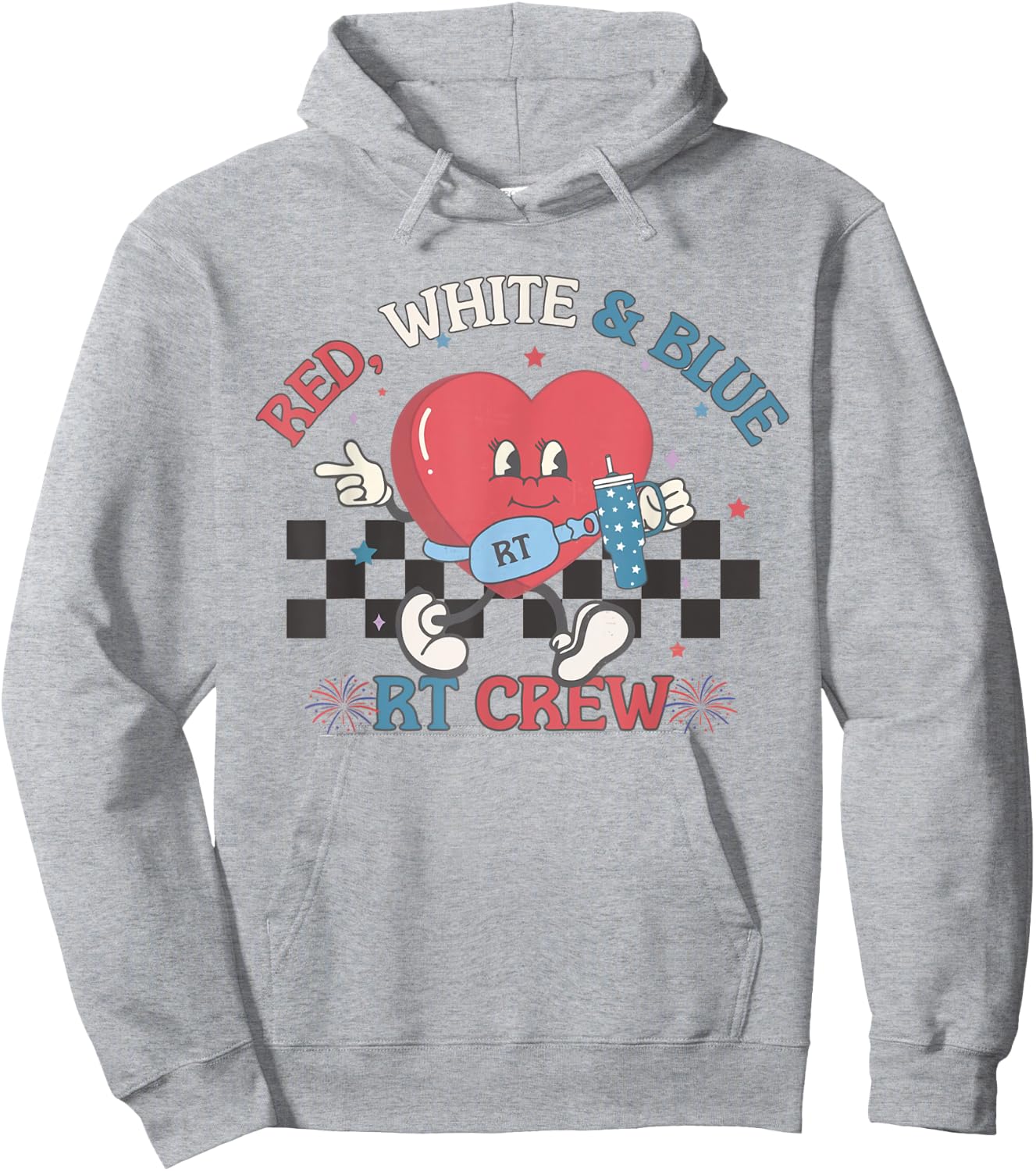 Red White Blue RT Crew Respiratory Therapist 4th of July Hoodie - Hoodie | Ash