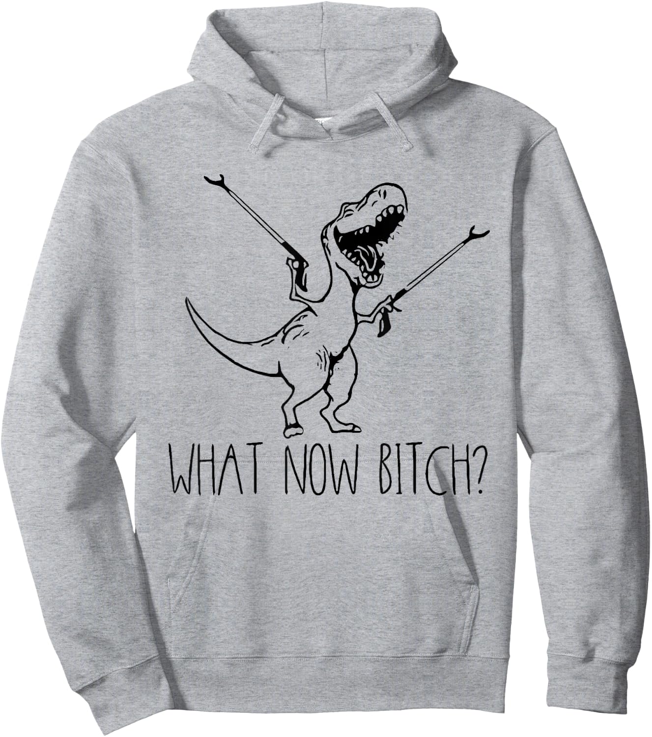 What Now Bich Funny T Rex Dinosaur Saying Quote Men Women Hoodie - Hoodie | Ash