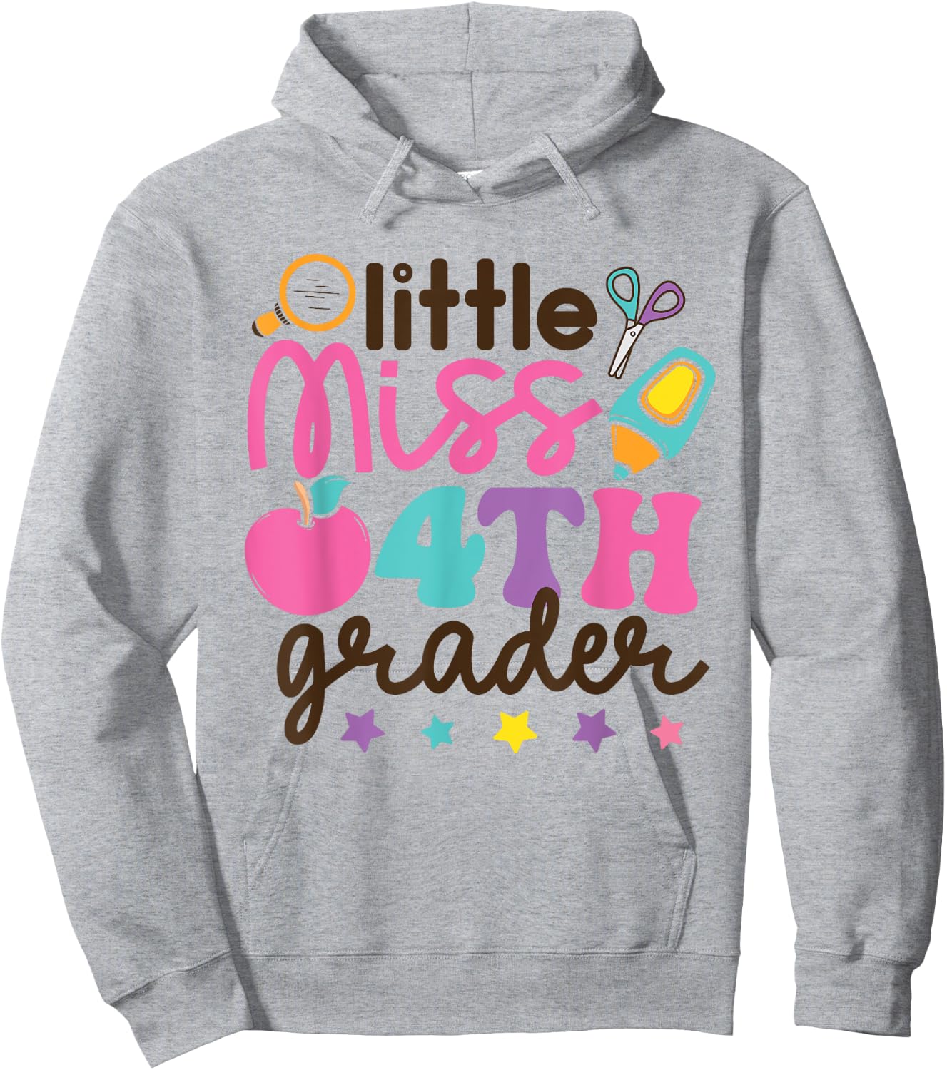 Little Miss 4th Grade First Day of Fourth Grade Cute Girls Hoodie - Hoodie | Ash