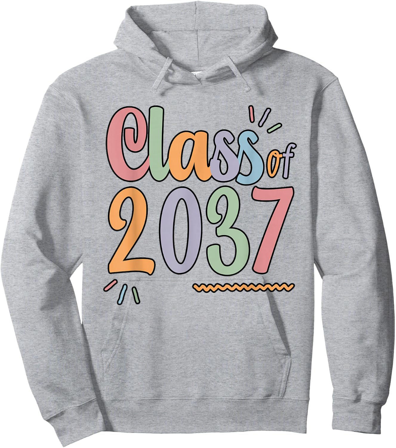Class of 2037 Grow With Me Handprints On Back K to 12 Hoodie - Hoodie | Ash