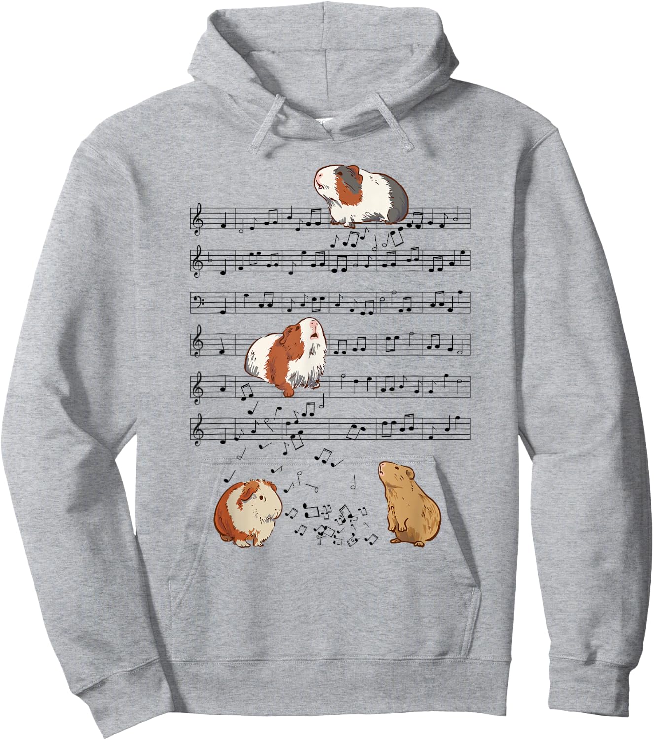 Cute Guinea Pig Playing Music Note Clef Musician Art Hoodie - Hoodie | Ash