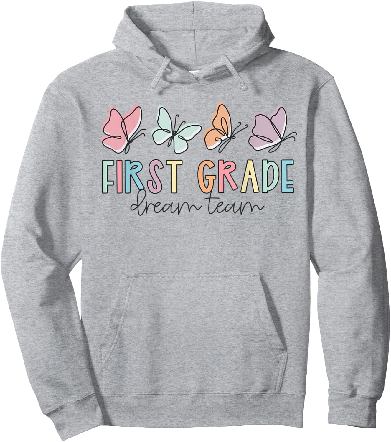 First Grade Dream Team Butterfly Back to School Teacher Life Women Kids Hoodie - Hoodie | Ash