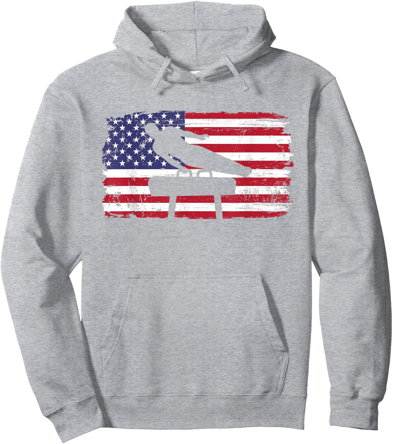 Gymnastics Pommel Horse Guy USA American Flag Sports Team Hoodie - Hoodie | Ash