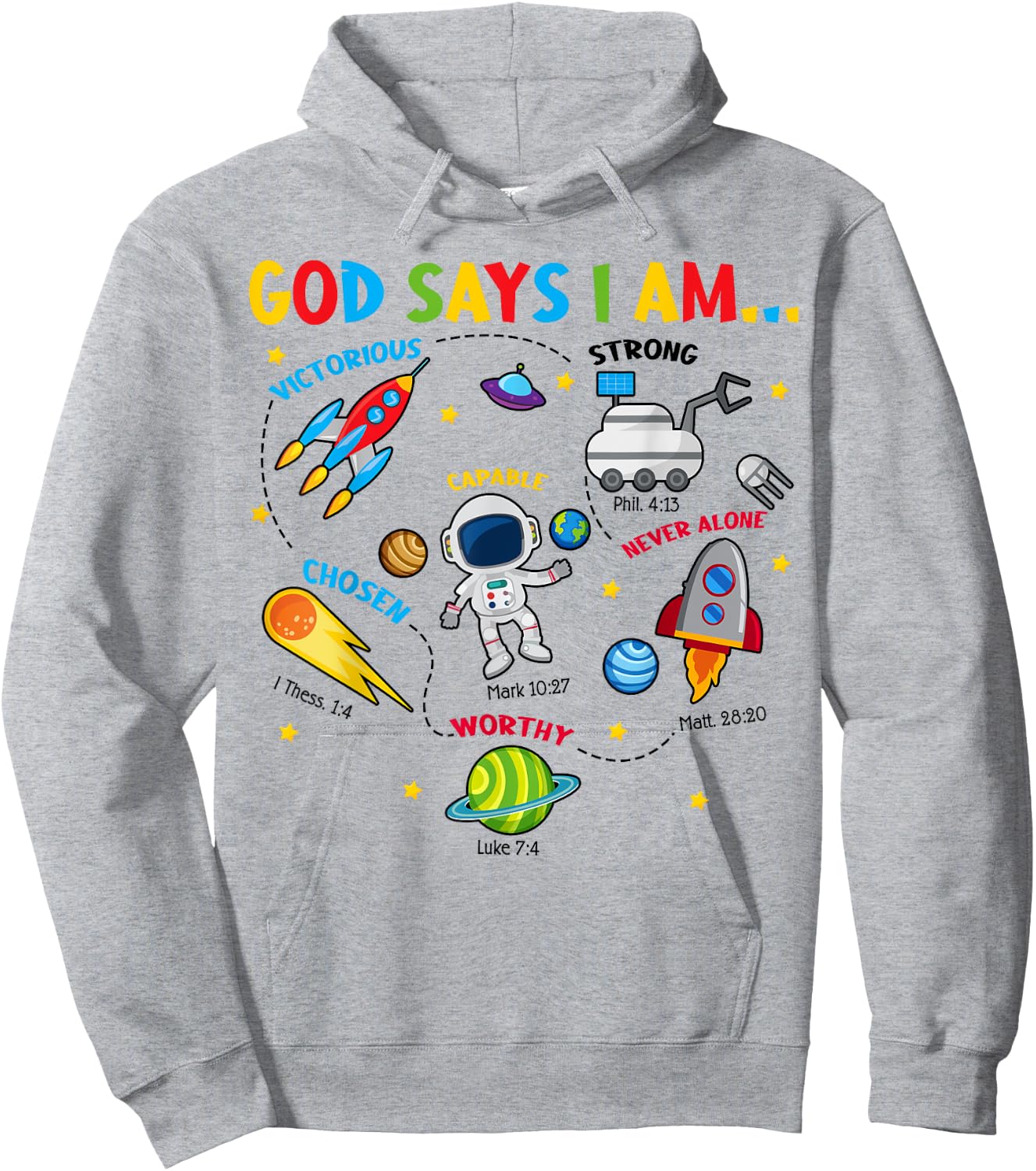 Cute God Says I Am Outer Space Christian Jesus Boy Toddler Hoodie - Hoodie | Ash