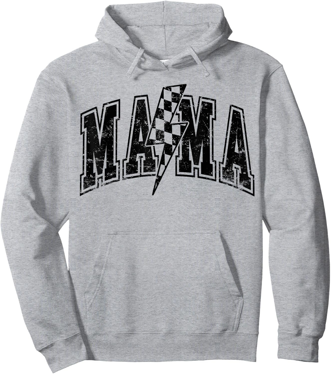 Mama Lightning Bolt Checkered Mother's Day Varsity For Mom Hoodie - Hoodie | Ash