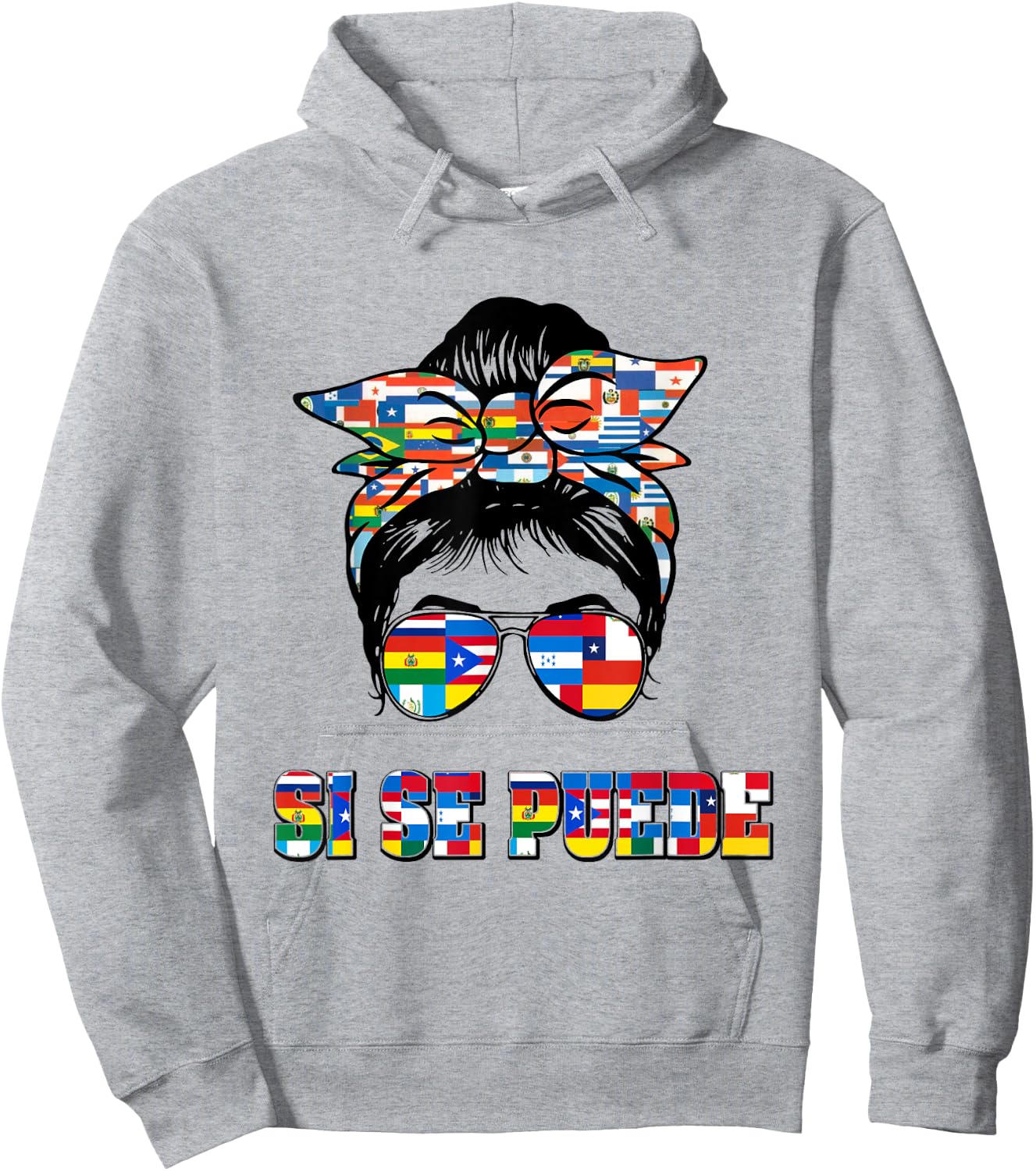 Hispanic Heritage Month Messy Bun Si Se Puede Women Hoodie - Hoodie | Ash