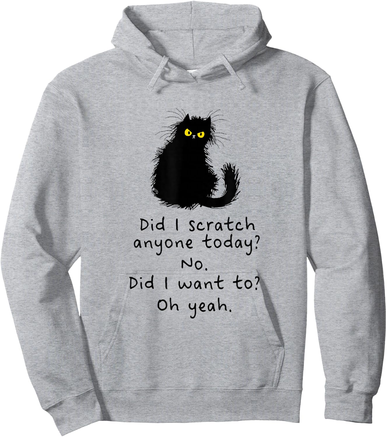 Sarcastic Cat Have I Scratched Anyone Today? Funny Black Cat Hoodie - Hoodie | Ash