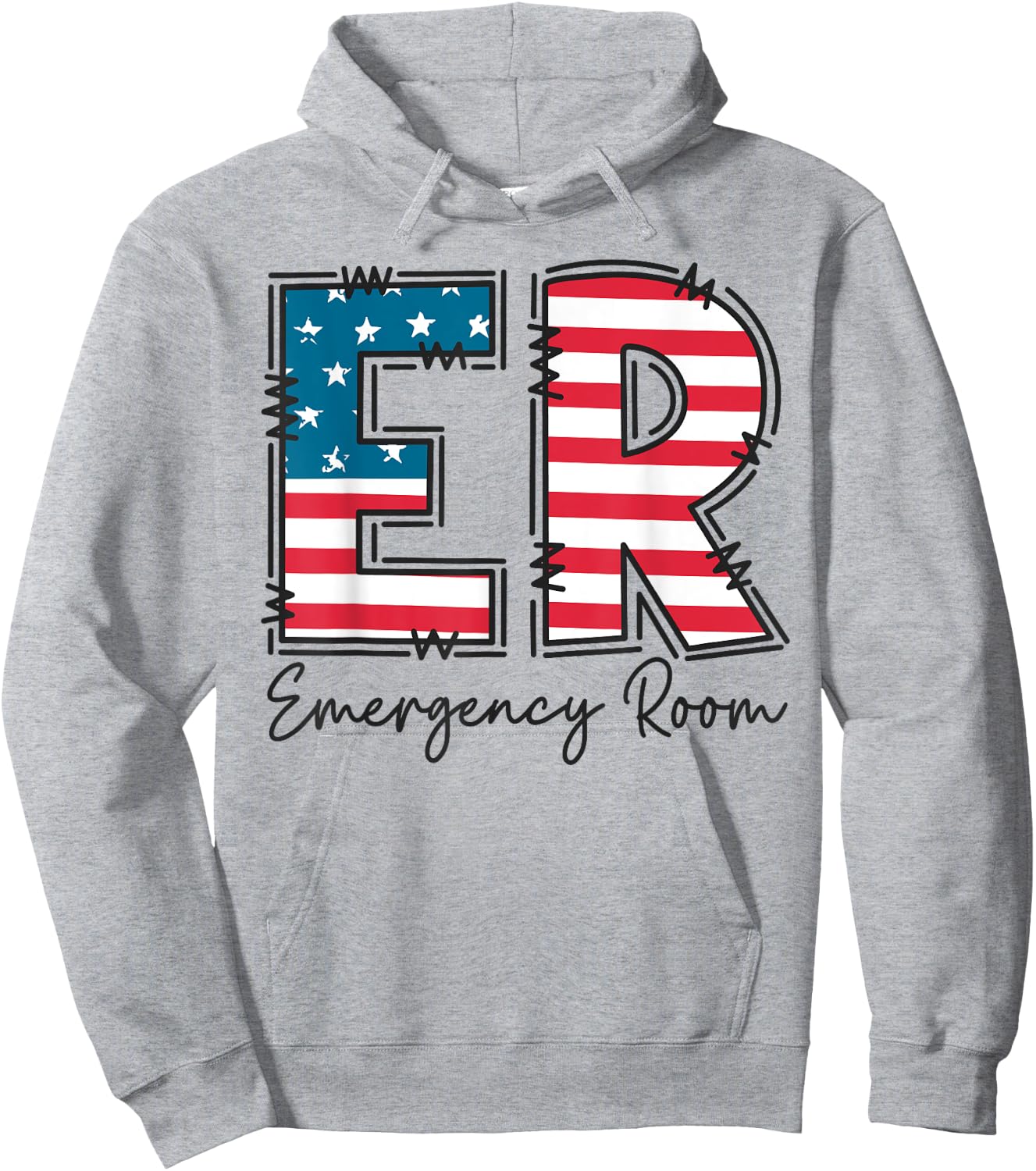 Emergency Room ER Nurse 4th of July Emergency Department Hoodie - Hoodie | Ash