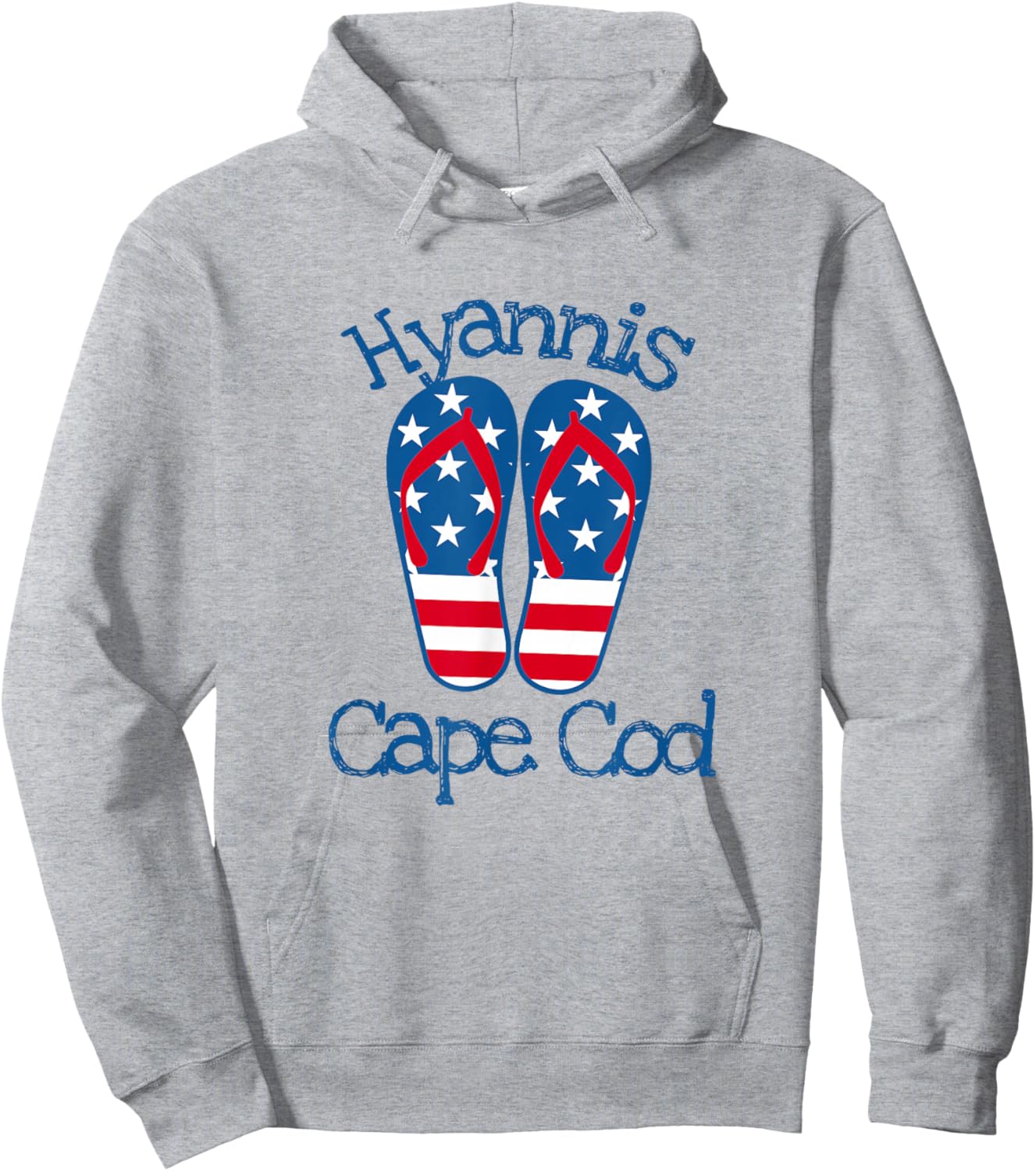 Hyannis Cape Cod Patriotic Beach Flip Flops American America Hoodie - Hoodie | Ash