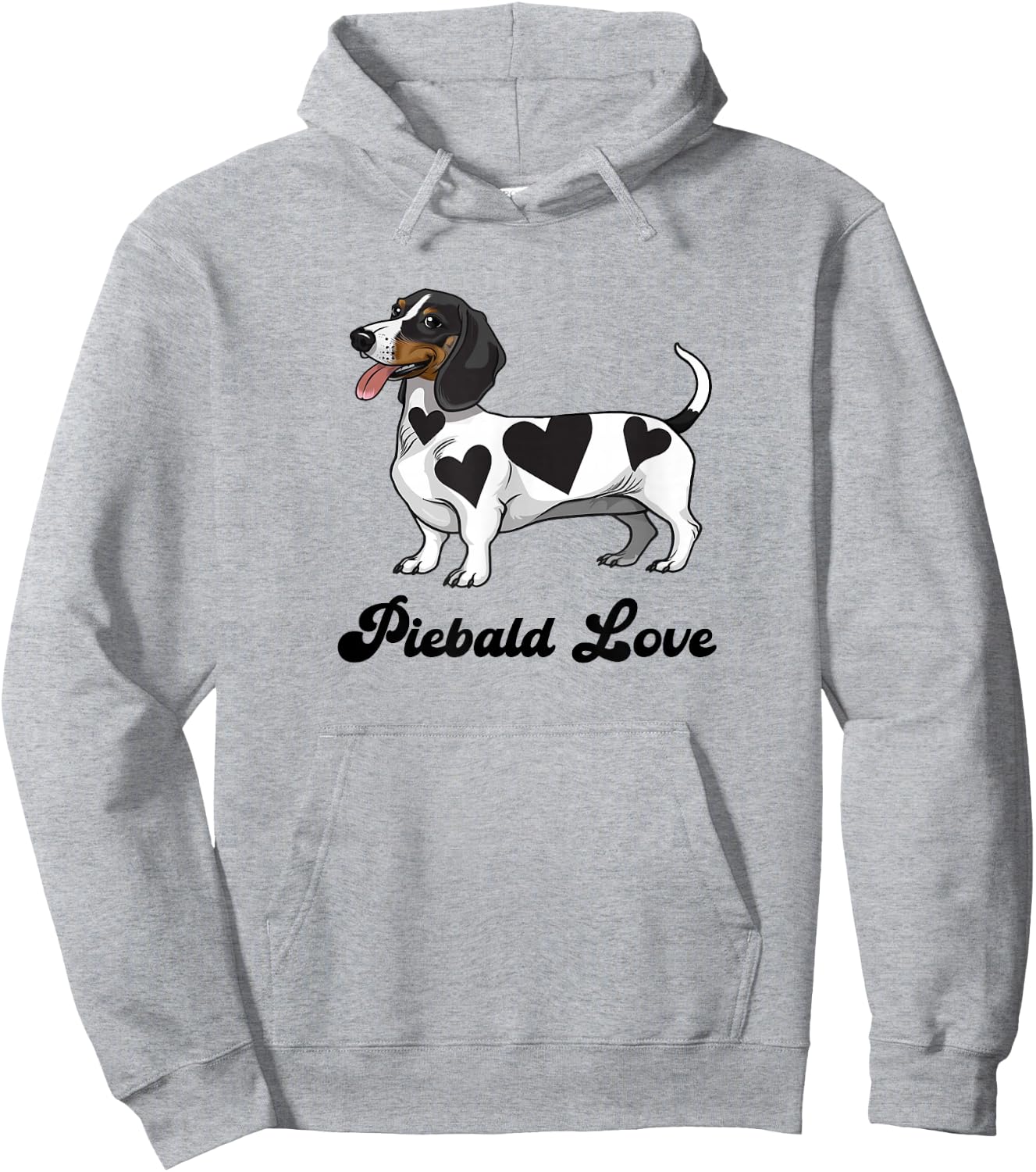 Funny Girls Heart Love Piebald Love Dachshund Lover Hoodie - Hoodie | Ash