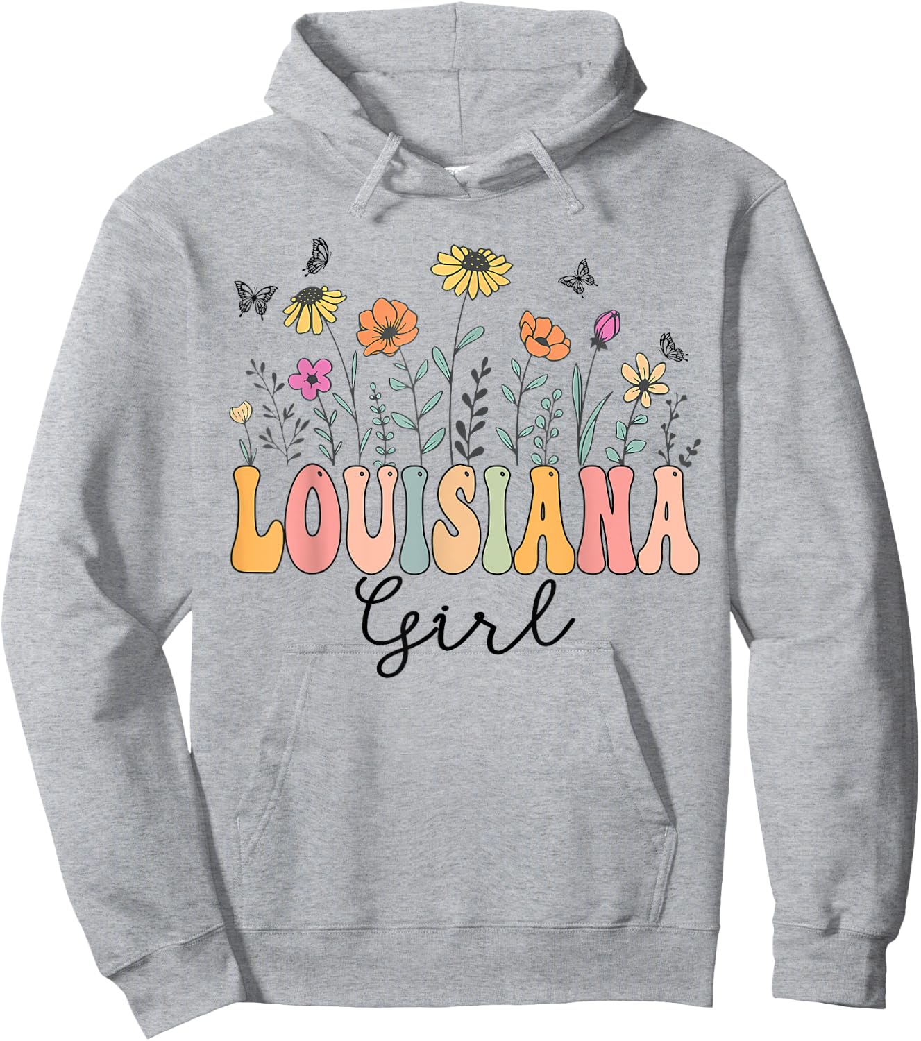 Louisiana Girl Wildflower Groovy Louisiana Lover Hoodie - Hoodie | Ash