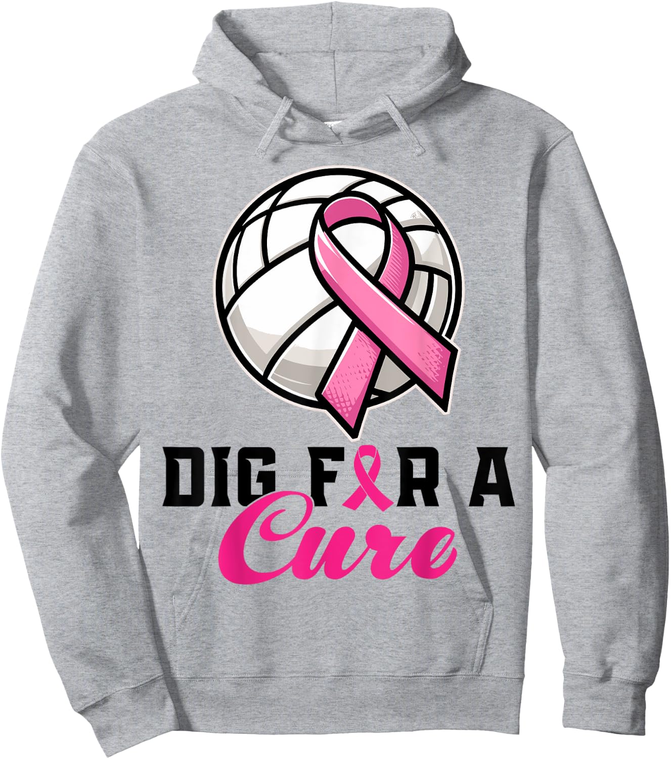 Dig For A Cure Breast Cancer Awareness Volleyball Pink Hoodie - Hoodie | Ash