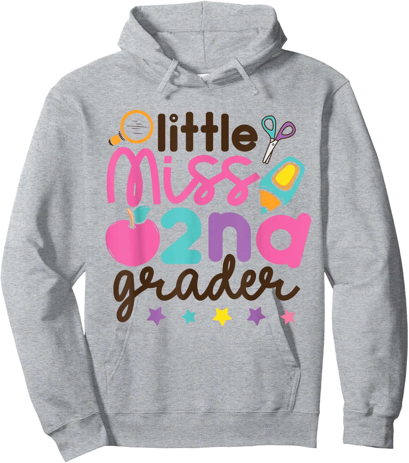 Little Miss 2nd Grade First Day of Second Grade Cute Girls Hoodie - Hoodie | Ash