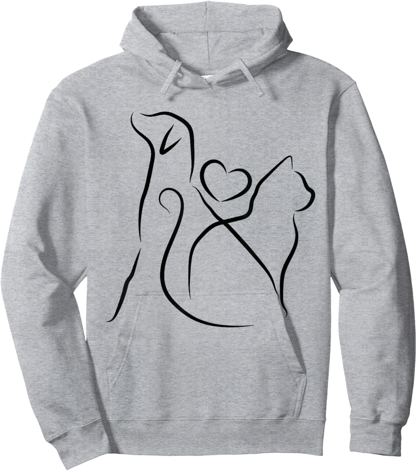Dog Puppy and Baby Cat Heart - Animal Dog & Cat Heart Hoodie - Hoodie | Ash