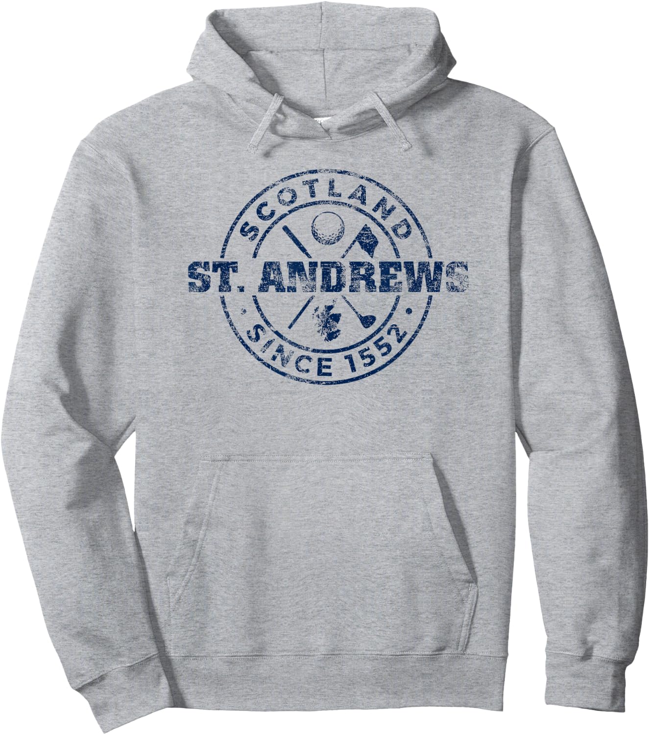 St. Andrews Scotland Golf 1552 Navy Imprint Distressed Hoodie - Hoodie | Ash