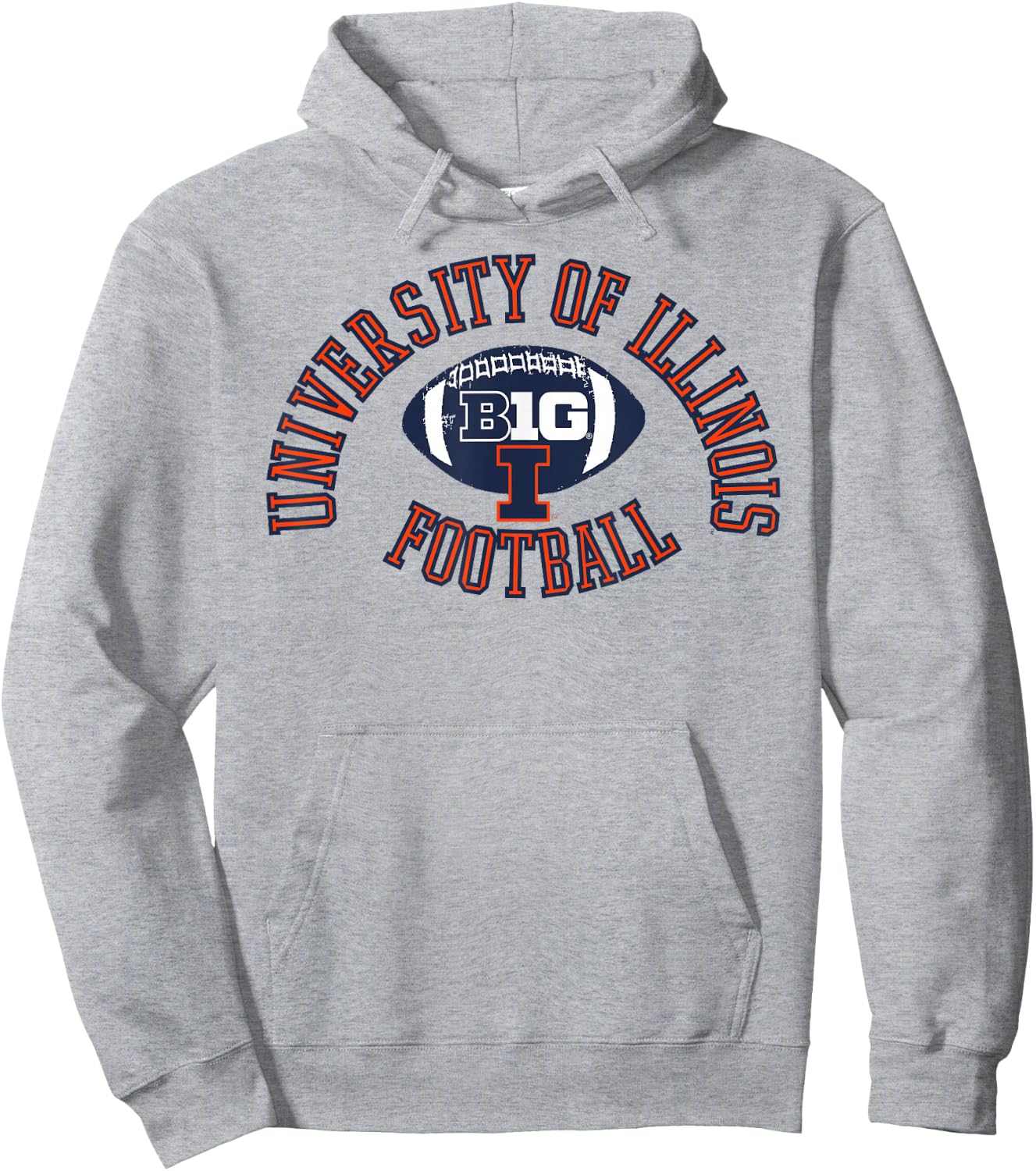 Elite Authentics -Adults & Kids Grey Illinois Fighting Illini Big 10 Football Hoodie - Hoodie | Ash