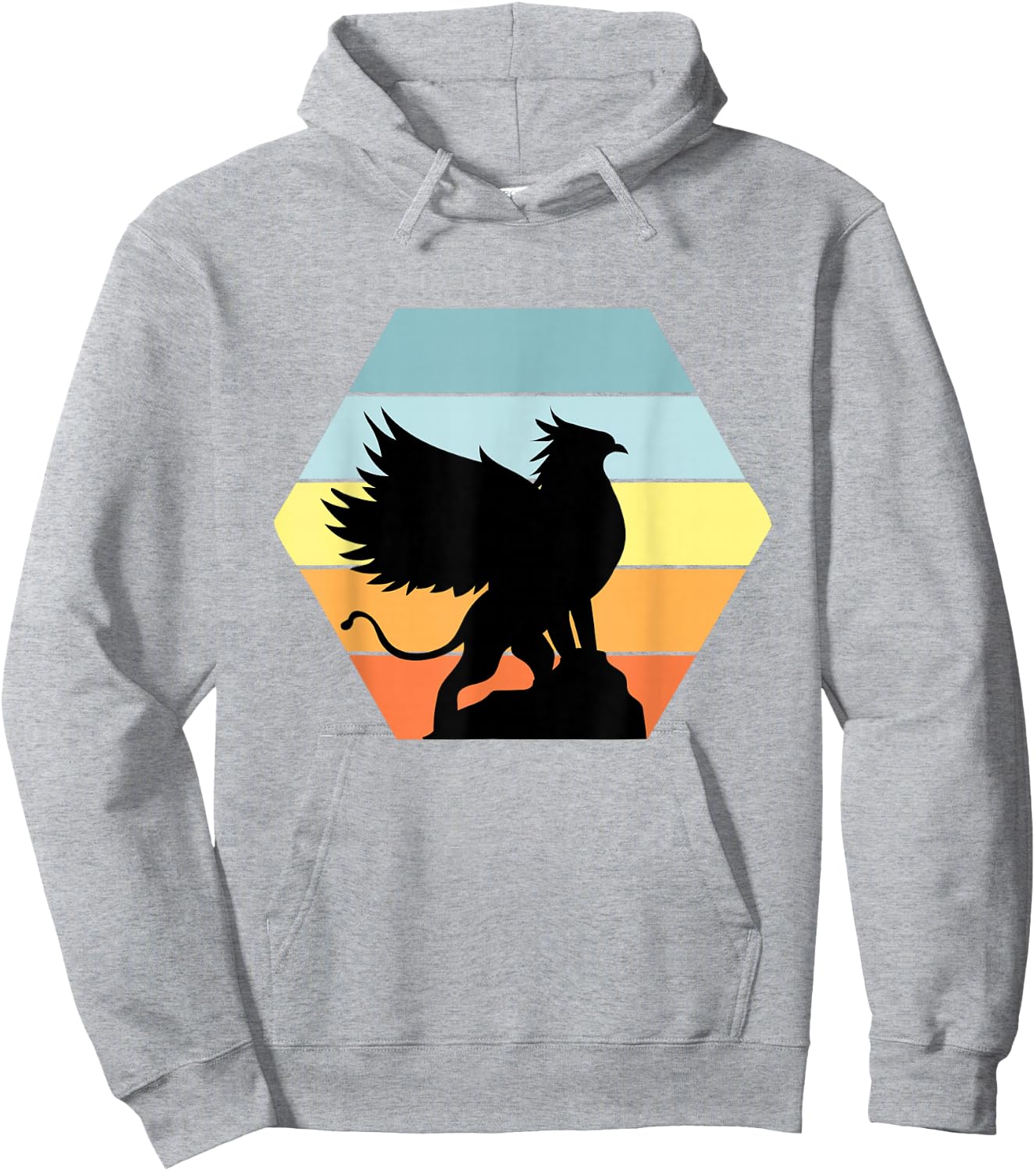 Griffin Retro Vintage Sunset Lion Eagle Mythical Creature Hoodie - Hoodie | Ash