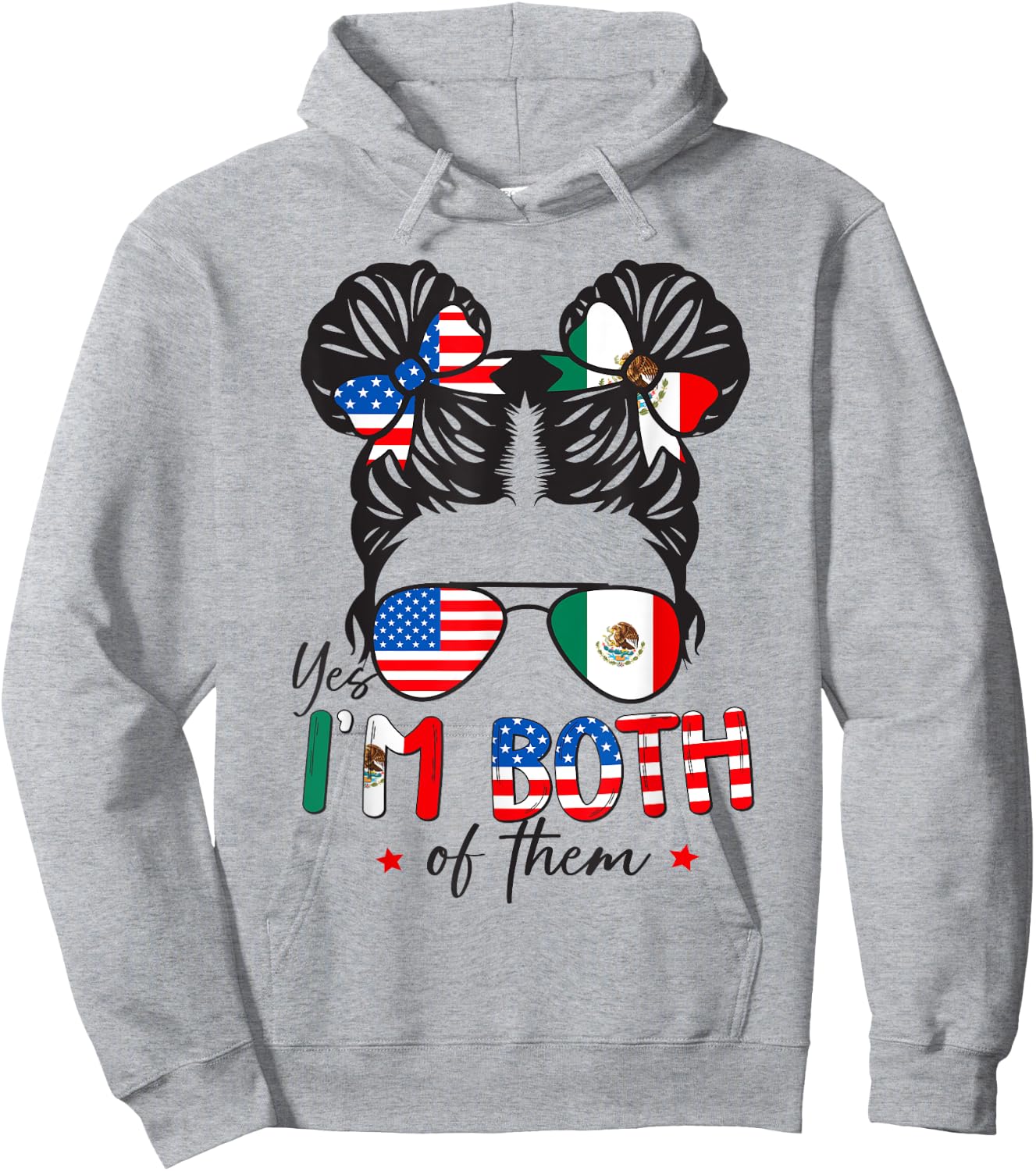 Half Mexican American Yes I'm Both of Them Mexico USA Flag Hoodie - Hoodie | Ash