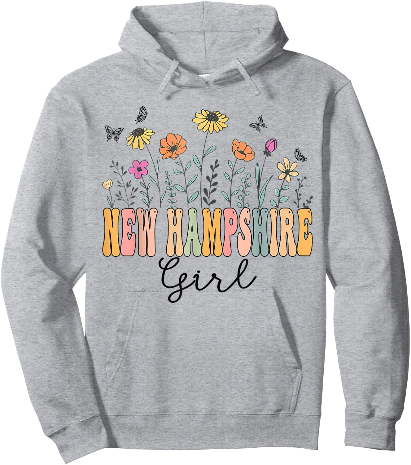 New Hampshire Girl Wildflower Groovy New Hampshire Lover Hoodie - Hoodie | Ash