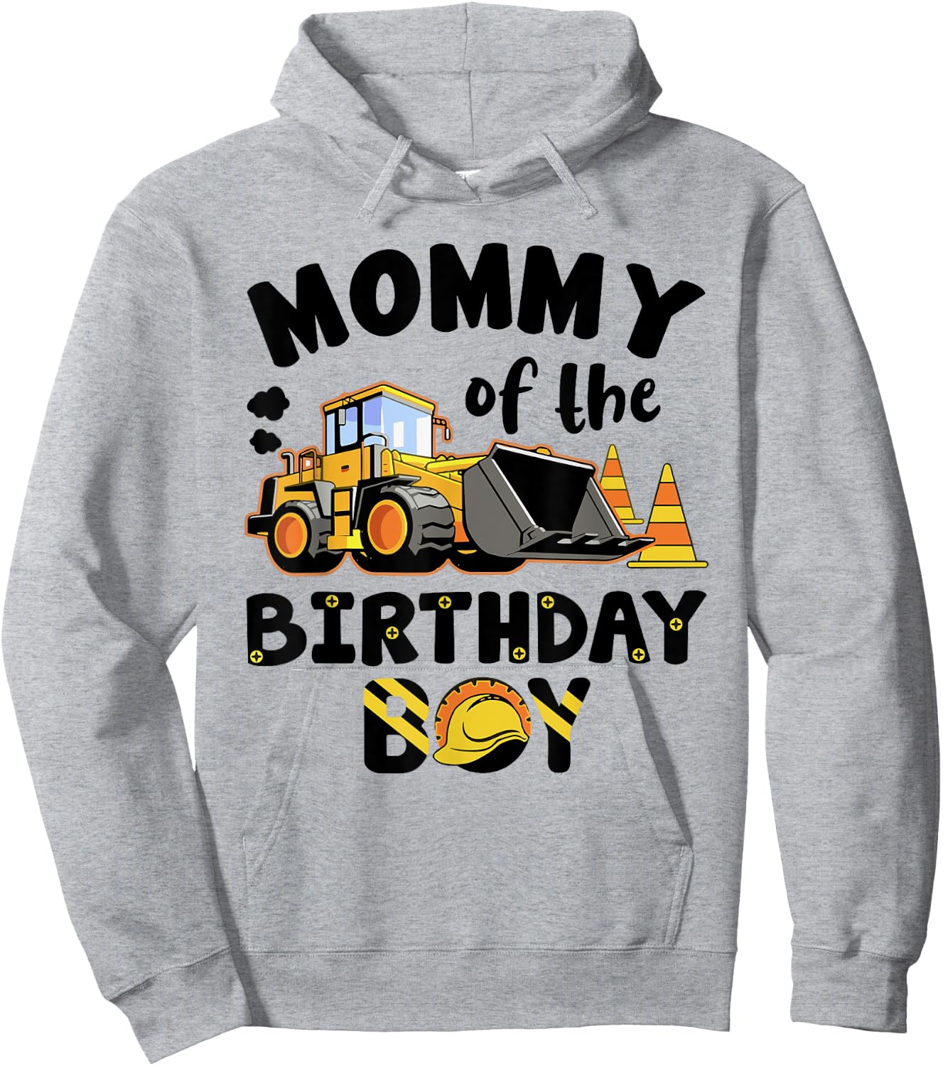 Mommy Of The Birthday Boy Construction Excavator Family Hoodie - Hoodie | Ash