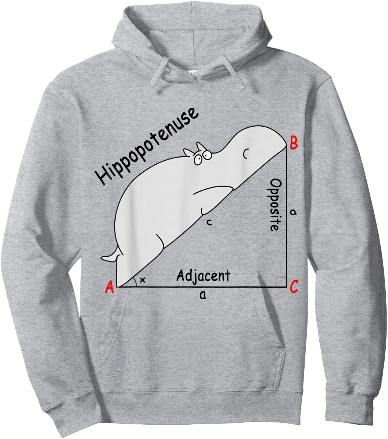 Hippopotenuse Hippopotamus Funny Math Geometry Hoodie - Hoodie | Ash