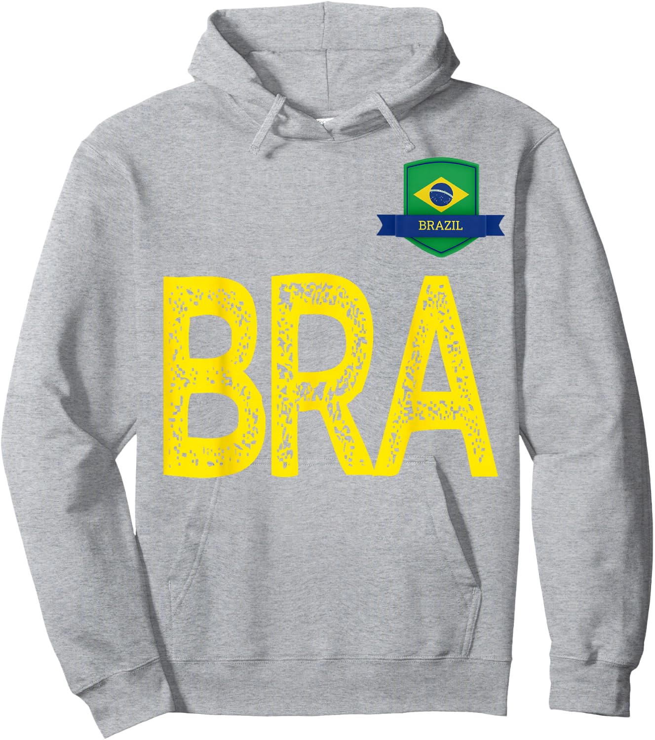 Brazil Human Flag Letter B and Letter R and A Brazil Hoodie - Hoodie | Ash