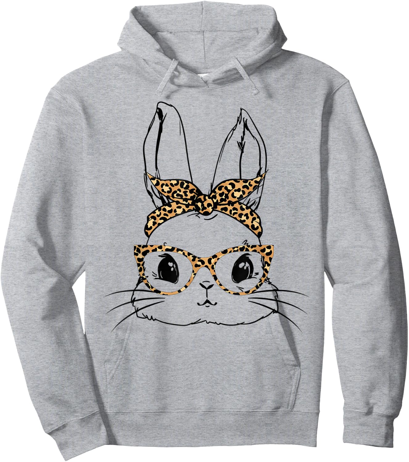 Cute Bunny With Bandana Leopard Glasses Easter Day Hoodie - Hoodie | Ash