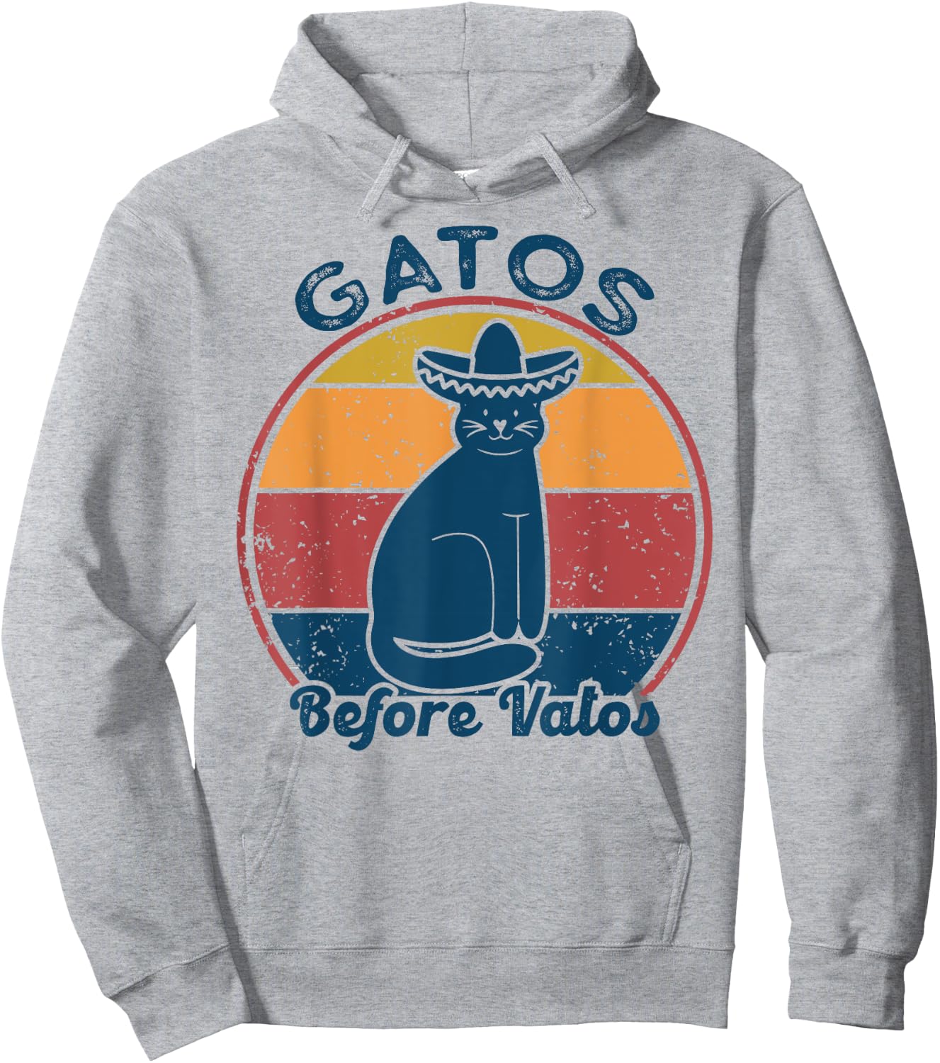 Gatos before Vatos Retro Vintage Funny saying cats Spanish Hoodie - Hoodie | Ash