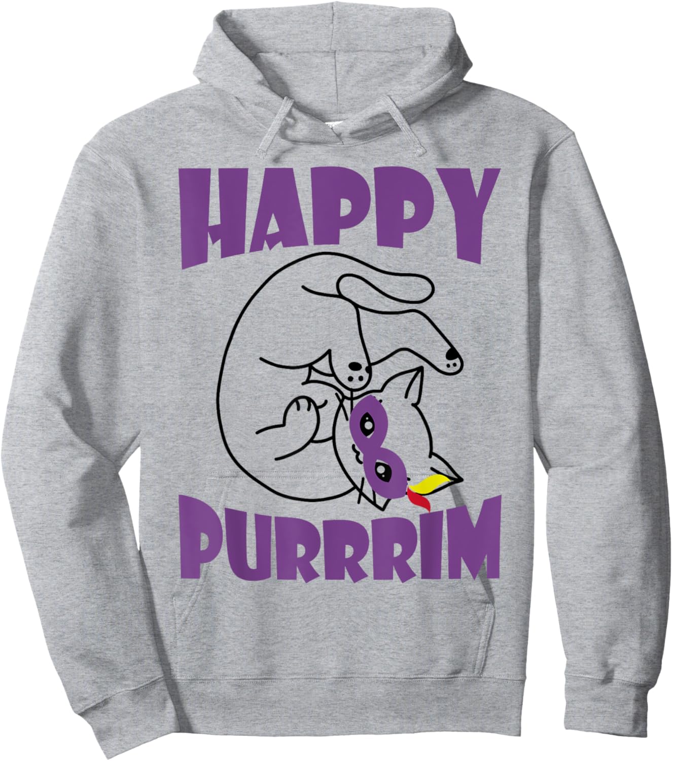Happy Purrrim Shirt Cat In Costume Purim Shirt Cat Lover Hoodie - Hoodie | Ash