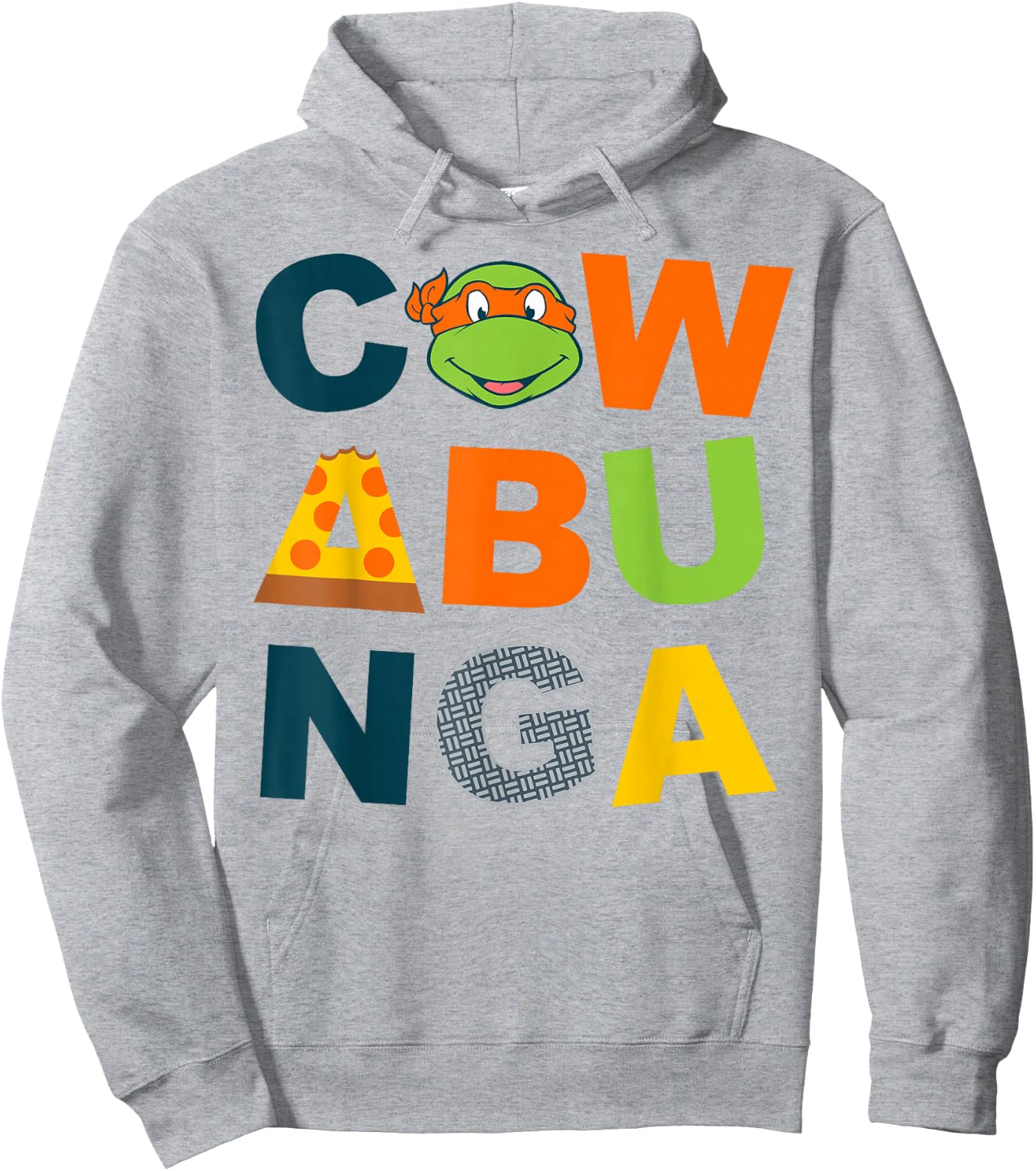 Teenage Mutant Ninja Turtles Cowabunga Large Lettered Hoodie - Hoodie | Ash